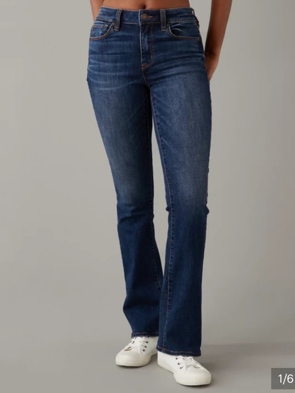 American Eagle High-Rise Skinny Kick Bootcut Boot Cut Flare Blue Denim Jeans 16